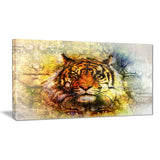 mighty tiger with mystic face digital art animal canvas print PT7192