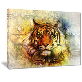 mighty tiger with mystic face digital art animal canvas print PT7192