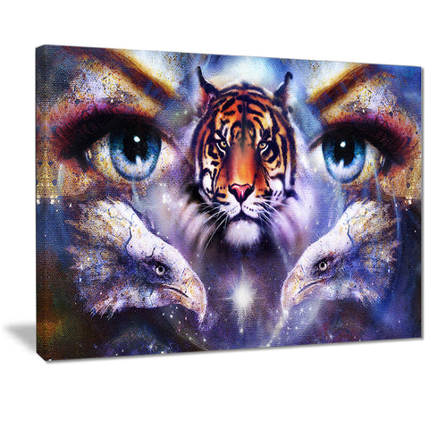 tiger with woman eyes abstract animal canvas art print PT7194