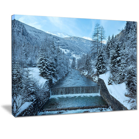 winter mountain stream landscape photo canvas print PT7199