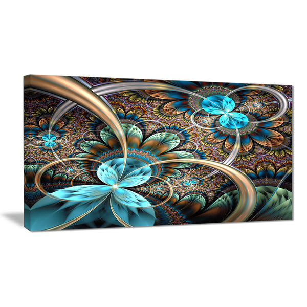 light blue fractal flower digital art floral canvas print PT7261