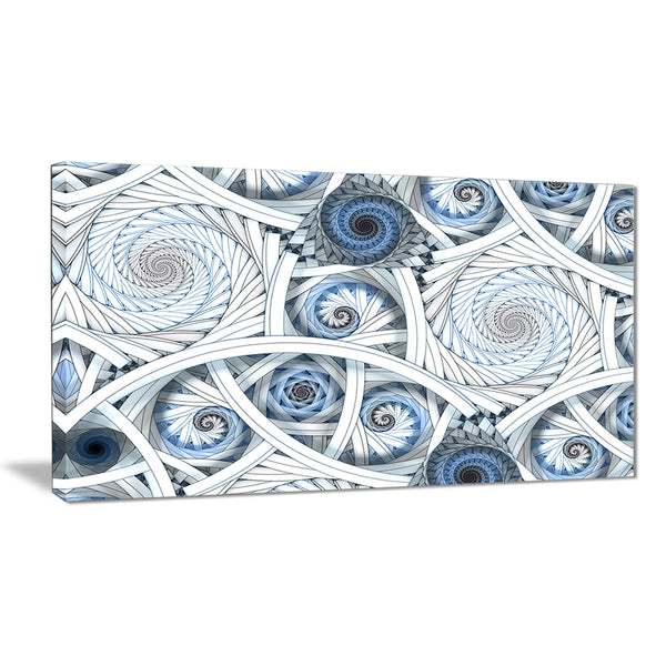 white spiral with blue fractal art abstract digital canvas print PT7281