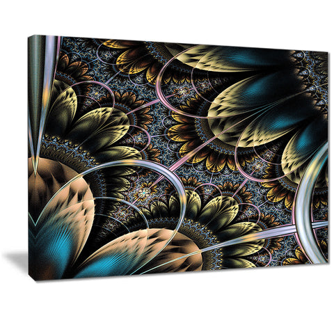 symmetrical dark orange fractal flower digital art canvas print PT7290