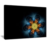 symmetrical blue orange fractal flower digital art canvas print PT7293