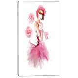 woman in pink dress and hat digital art portrait canvas print PT7304