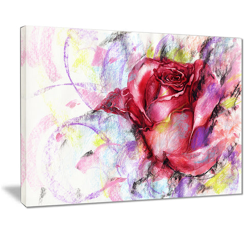 red rose illustration digital art floral canvas print PT7309