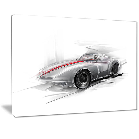 silver formula one car digital art car canvas print PT7320