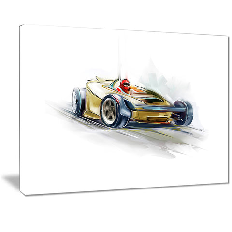 yellow formula one car digital art car canvas print PT7323