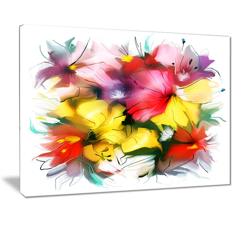 textured flowers in multiple hues painting canvas print PT7324