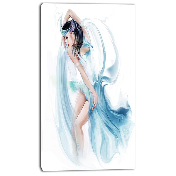 dancer woman in blue dress digital art portrait canvas print PT7327