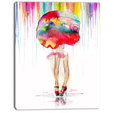 girl with red umbrella digital art portrait canvas print PT7328