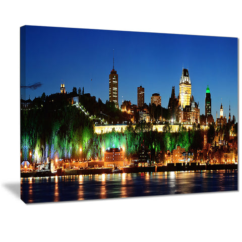 panoramic quebec city at night cityscape photo canvas print PT7339