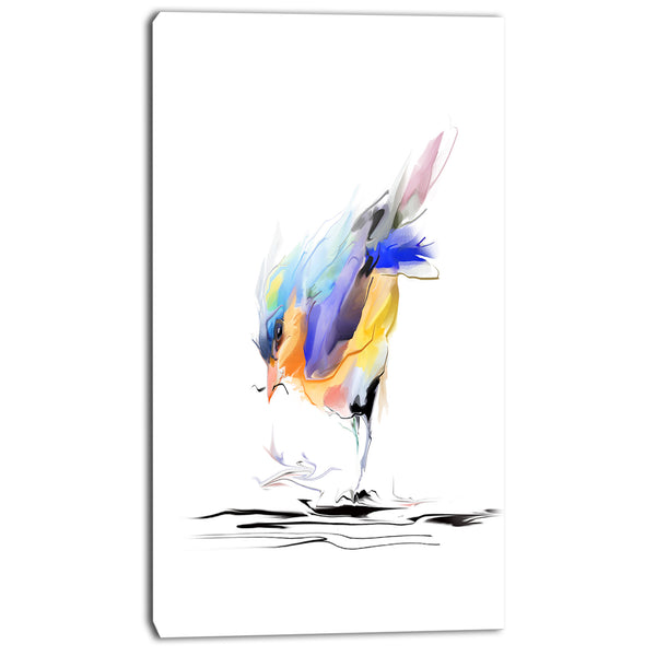 cute bird in purple and yellow watercolor painting canvas print PT7347