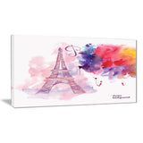 eiffel tower in cloud of colors watercolor painting canvas print PT7350