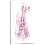 eiffel tower in purple watercolor painting canvas print PT7351