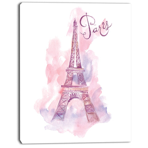 eiffel tower in purple watercolor painting canvas print PT7351