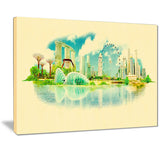 singapore panoramic view cityscape watercolor canvas print PT7373