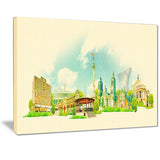 mexico city panoramic view cityscape watercolor canvas print PT7383
