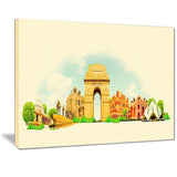 delhi panoramic view cityscape watercolor canvas print PT7385