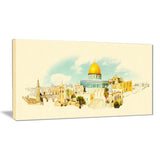 jerusalem panoramic view cityscape watercolor canvas print PT7386