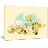 jerusalem panoramic view cityscape watercolor canvas print PT7386