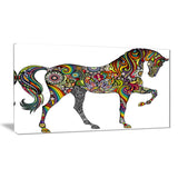 rainbow patterned horse animal digital art canvas print PT7389