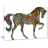 rainbow patterned horse animal digital art canvas print PT7389