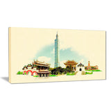 taipei panoramic view cityscape watercolor canvas print PT7392