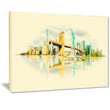 new york panoramic view cityscape watercolor canvas print PT7393