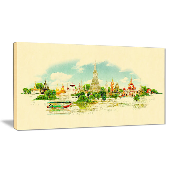 bangkok panoramic view cityscape watercolor canvas print PT7397