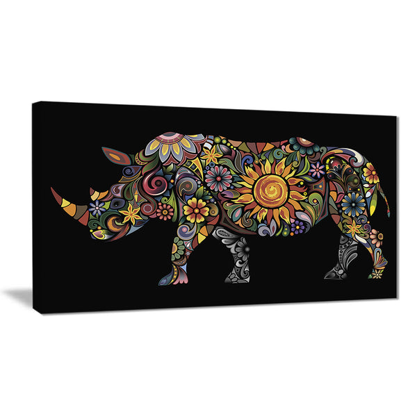 cheerful rhinoceros animal digital art canvas print PT7403