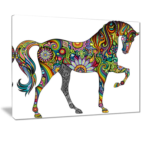 cheerful horse animal digital art canvas print PT7404