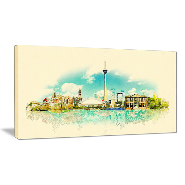 toronto city watercolor cityscape painting canvas print PT7405