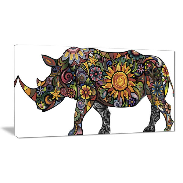 cheerful rhinoceros on white animal digital canvas print PT7406