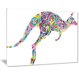 floral kangaroo running animal digital art canvas print PT7417