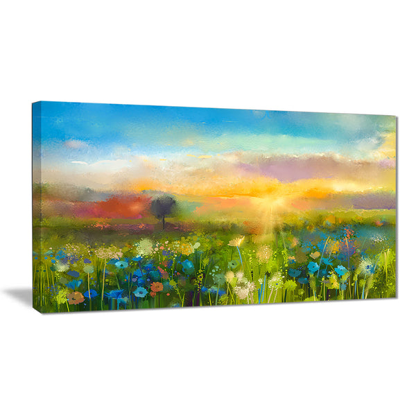 sunset meadow landscape oil painting canvas print PT7421