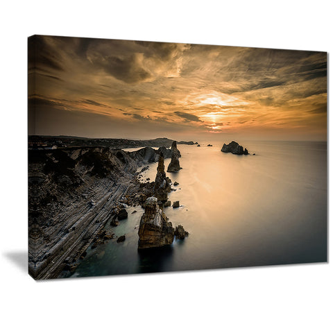 liencres rocks on coast in spain landscape canvas art print PT7432