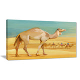 camel walking in desert watercolor animal canvas print PT7438