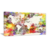 world map in great colors watercolor map canvas art print PT7462