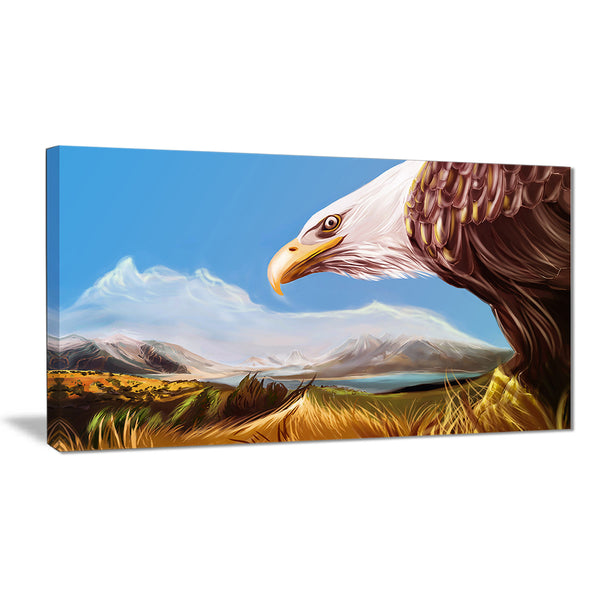 eagle flying in sky digital art animal canvas art print PT7463