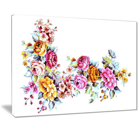 yellow and pink flowers modern floral art canvas print PT7466