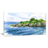 green island in sea watercolor seascape canvas print PT7472