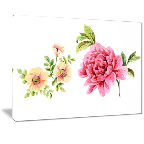 pink and orange flowers watercolor floral art canvas print PT7475