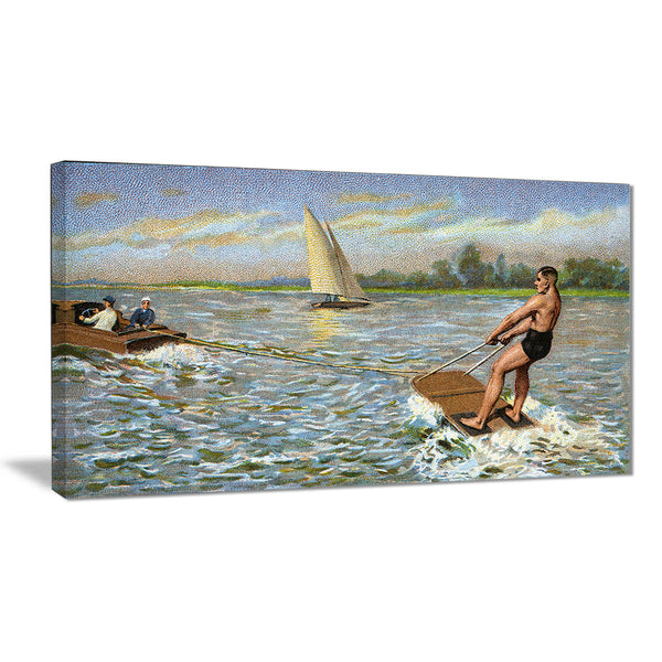 water skiing photography canvas art print PT7476