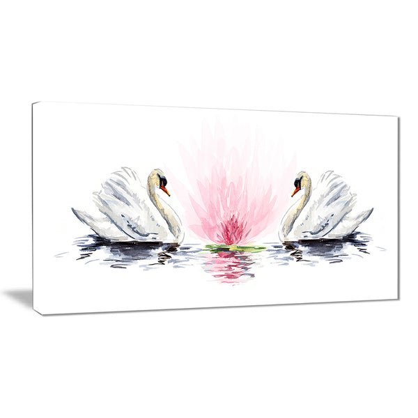 floating swans on white background animal canvas art print PT7490