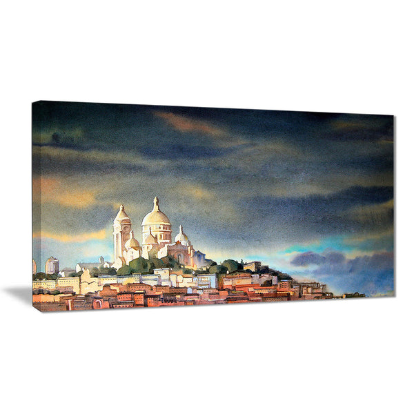 montmartre skyline watercolor painting canvas print PT7496