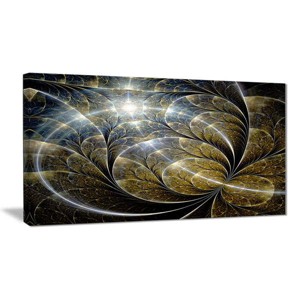 symmetrical gold fractal flower with lighting floral canvas print PT7505