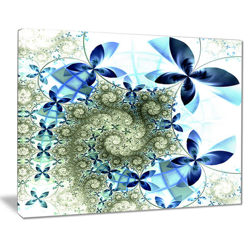 blue and green fractal flowers digital art floral canvas print PT7514