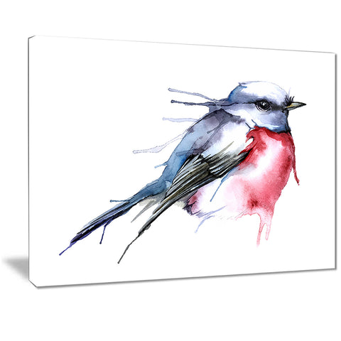 bird in blue and red watercolor animal canvas art print PT7522
