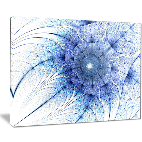 symmetrical blue fractal flower on white abstract canvas print PT7528